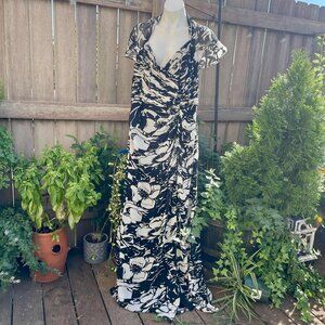 Kadashi Collection Floral Maxi Gown  Ruched Bodice Draped Back16